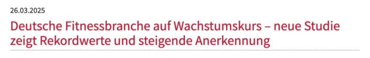 Schlagzeile: Deutsche Fitnessbranche auf Wachstumskurs
